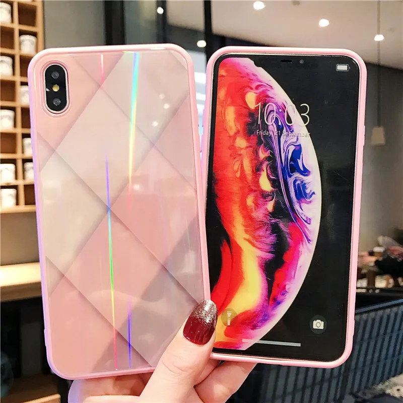 FQYANG класса люкс Мрамор чехол для iPhone X XS MAX XR Стекло 8 P 7 6 6SP Жесткий Чехол S розовый