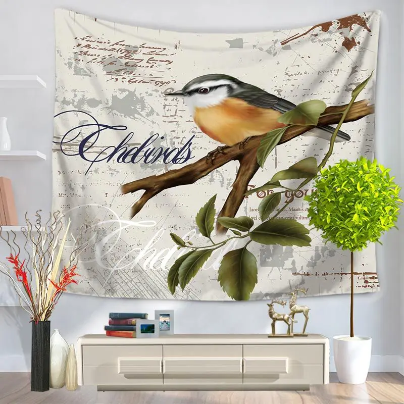Гобелен с рисунком птицы настенный гобелен покрывало в стиле бохо пляжное