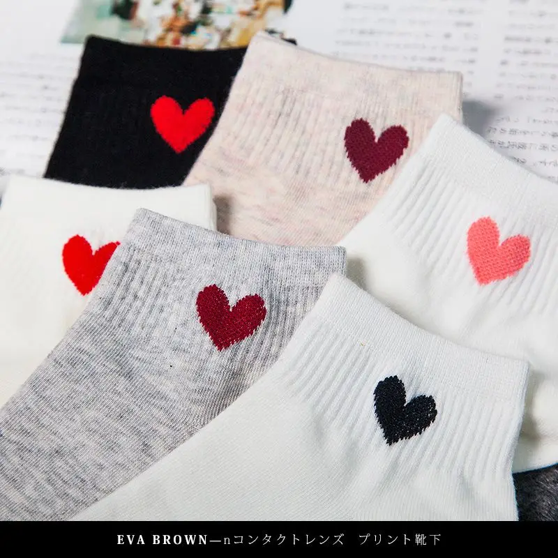 Высококачественные красные носки с сердечками для колледжа и ветра низким