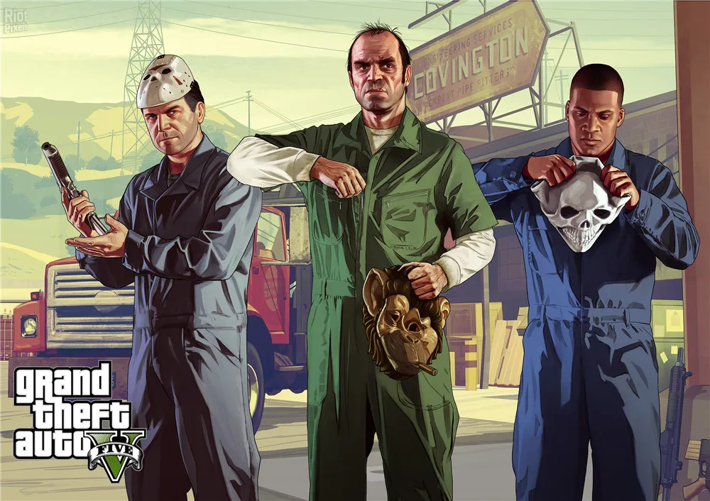 Grand Theft Авто постеры игры наклейки на стену с белым покрытием бумага печатает Высокое разрешение украшение дома гостиная спальня бар - Цвет: Темный хаки