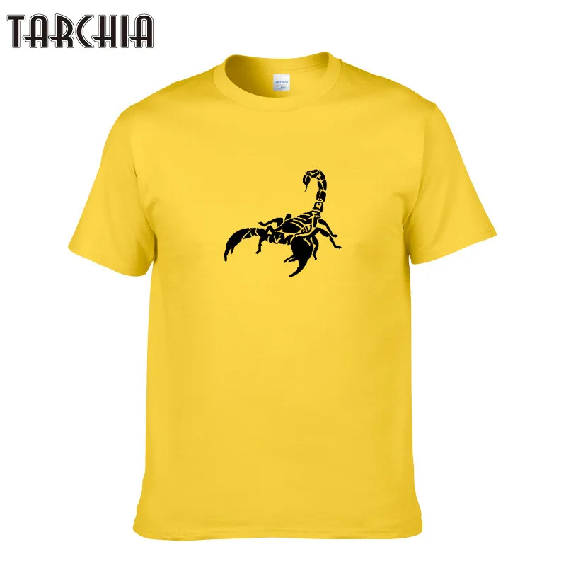 TARCHIA летняя мужская футболка с принтом скорпиона креативный дизайн хлопковые