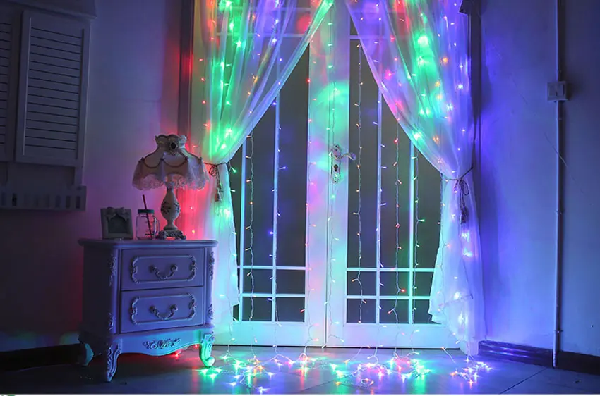 Светодиодный Шторы огни строки 3 м х 3 м 300 светодиодный s 220 v Xmas Фея Света для дома Свадебные/вечерние/Шторы/центр/якорь Фоновые украшения