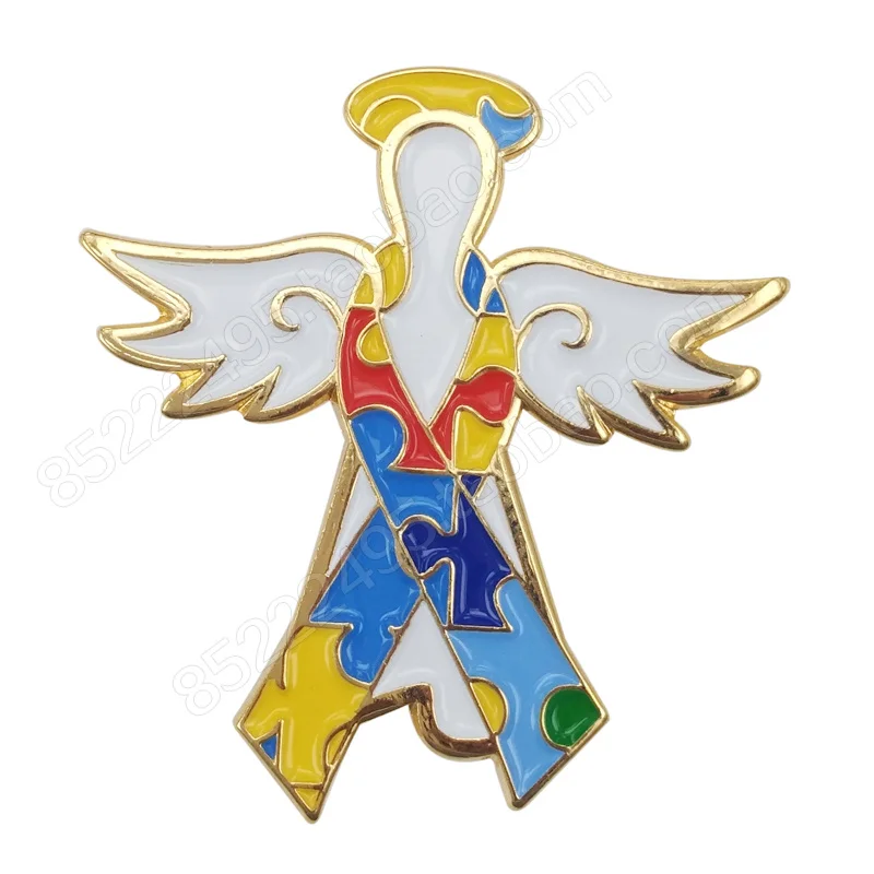 

Autism Awareness Angel Wing Jigsaw Puzzle Ribbon Lapel Pins