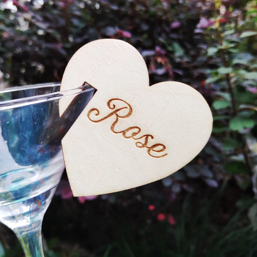 

10 шт., персонализированные именные подарочные бирки в виде сердца, деревянные карточки для размещения, для замещения, для свадебных приглашений
