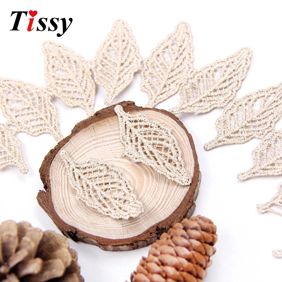 

30pcs/lot Gold Leaf flower Piece Lace Fabric Lace Ribbon For Home DIY Sewing Decoration Wedding Clothes Handmade Decor Supplies