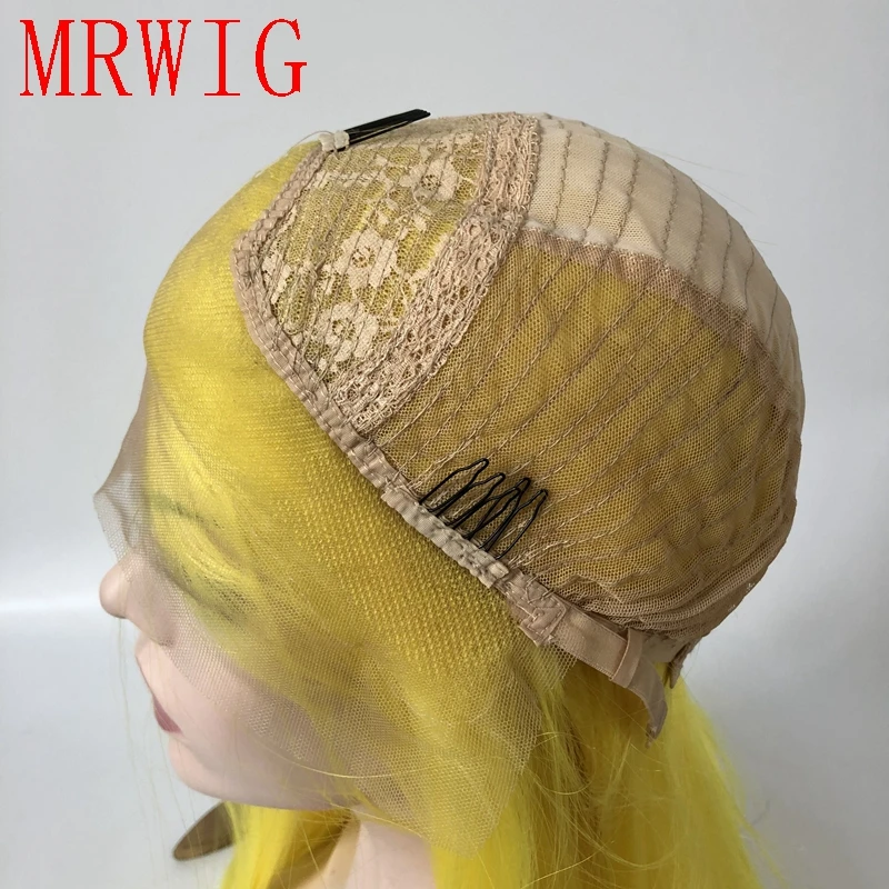 MRWIG, средняя часть, темно-розовый, длинный, прямой, жаропрочное волокно, без клея, парики для женщин, синтетический парик на кружеве