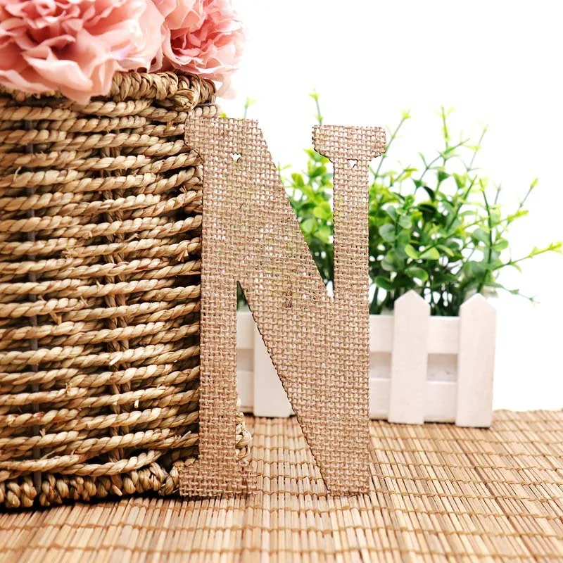 14 Hessian письмо A-Z No.0-9 джутовая ткань деревенский Мешковина баннеры флаги конфеты бар Винтаж День Рождения Вечеринка Свадебный декор - Цвет: 14