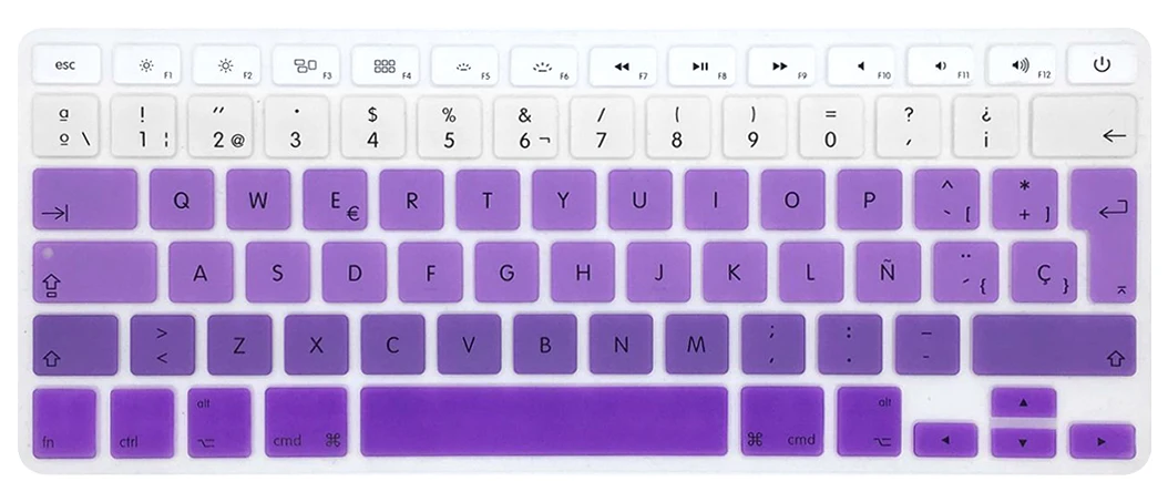 Gradient Purple HRH UK/EU ESP тонкий испанский градиентный Радужный силиконовый чехол для клавиатуры, защитный чехол для Mac book Air Pro retina 13 15 17 - Цвет: Gradient Purple