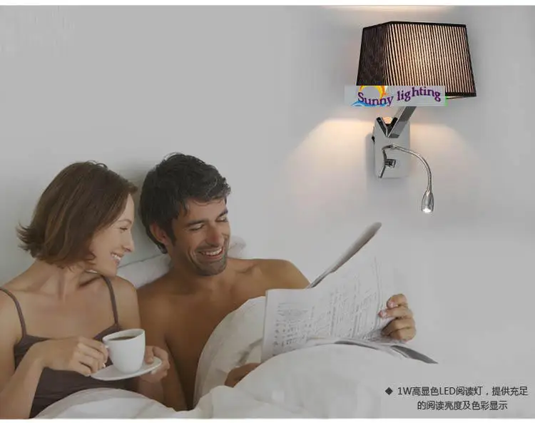 Гостиничные прямоугольные настенные светильники тканевый абажур для спальни