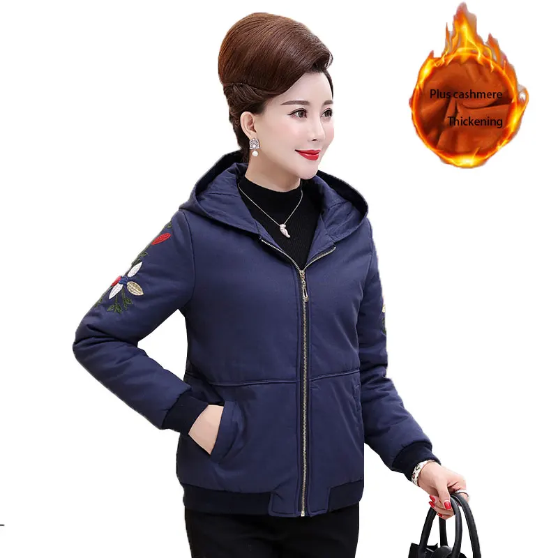 5XL Ukraine Plus size Middle-aged Winter cotton Jacket Women Plus Velvet Thicker Femme Coat Parkas 2017 Fashion Womens Jackets