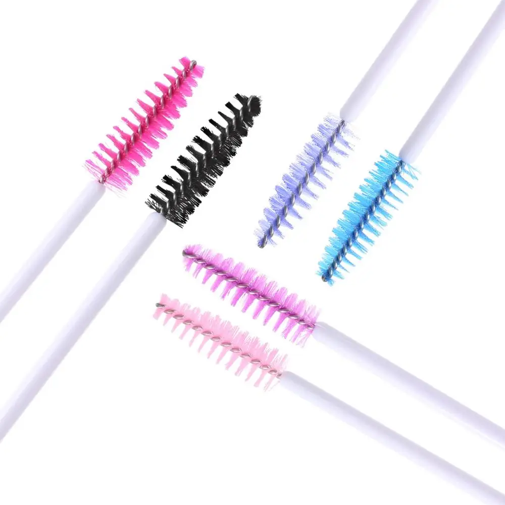 100Pcs Disposable Mascara Wands Eyelash Extension Brush Applicator Spoolers Eye Lashes Cosmetic Cleaning Brush 5 Colors