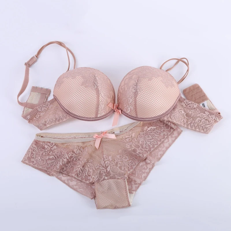 Женский сексуальный комплект с бюстгальтером однотонный кружевной хлопковый