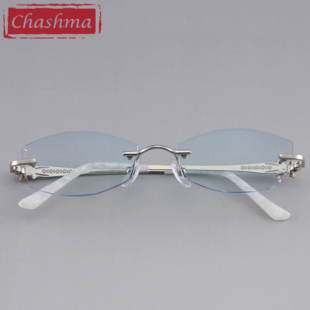 Бренд Chashma, алмазные Стразы, цветные линзы для глаз по рецепту, модные женские титановые оправы, очки с оттенком, синие линзы