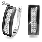 Новые серьги-гвоздики u-образной формы для женщин, ювелирные изделия для ушей, черные, белые настоящие натуральные керамические серьги аксессуары для свадьбы, помолвки