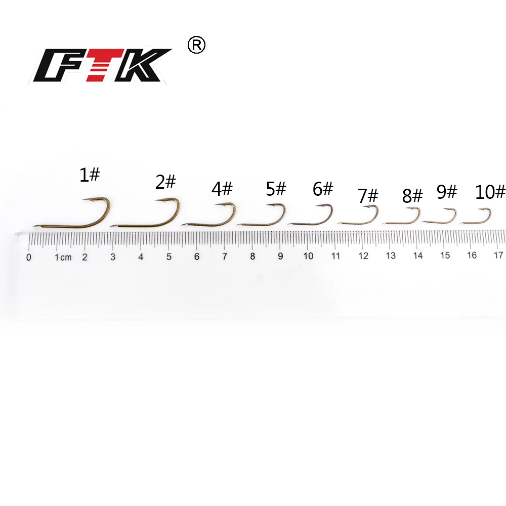 FTK плоский острый Рыболовный крючок с бородкой 100 шт./лот Размер 1 #-Размер 10 #