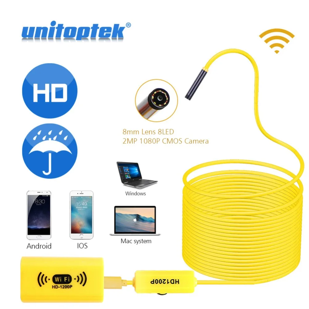 1 м 2 3 5 Wifi Micro 1200P HD эндоскоп камера IOS Android Водонепроницаемый IP68 видеокамера