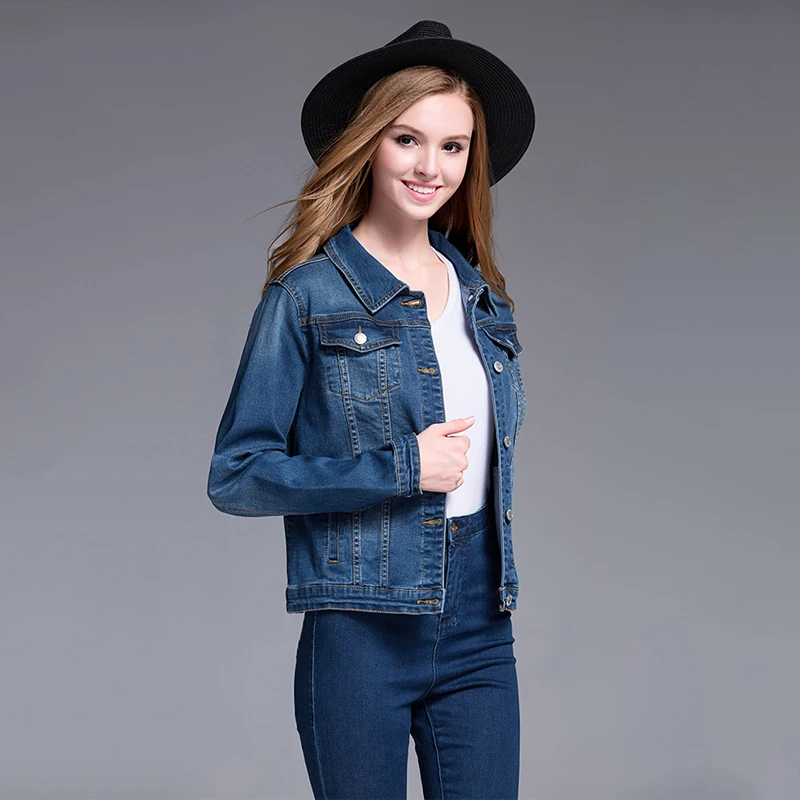 Voobuyla 2019 Casual Spring Vintage Demin Jacket For Women Plus Size 5XL Loose Basic Coats Fashion Long Sleeve Slim Jeans | Женская