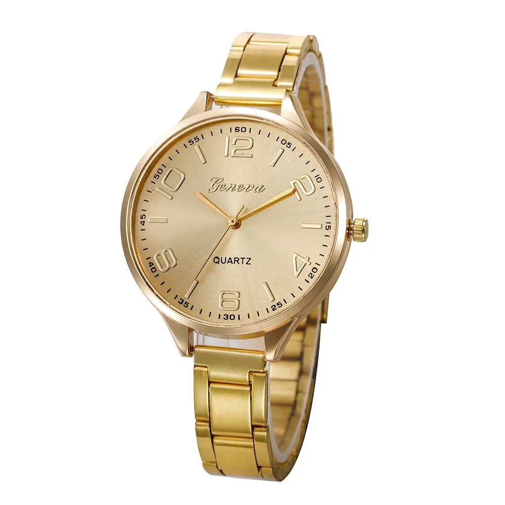 Модные женские часы из нержавеющей стали с кристаллами аналоговые кварцевые