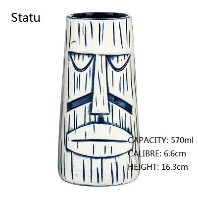 Statu Креативная керамическая чашка TIKI Hawaii для шампанского, чашка TIKI, чашка для красного вина, чаша для коктейля, стеклянная кружка, подарок на день рождения для влюбленных - Цвет: Statu