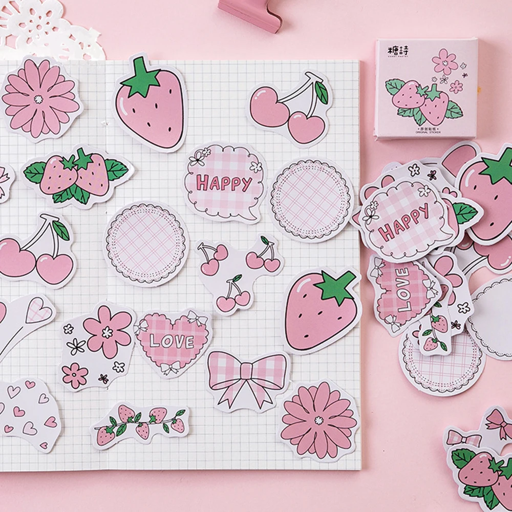 1 шт Kawaii милые Клубничные мини коробки декоративные наклейки из бумаги васи