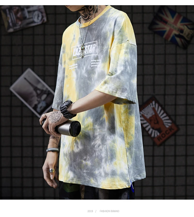 Tie Dye футболка мужская с принтом винтажная психоделическая Ослепительная футболка большого размера хип хоп Уличная Rap Rock Harajuku Ulzzang мужские футболки