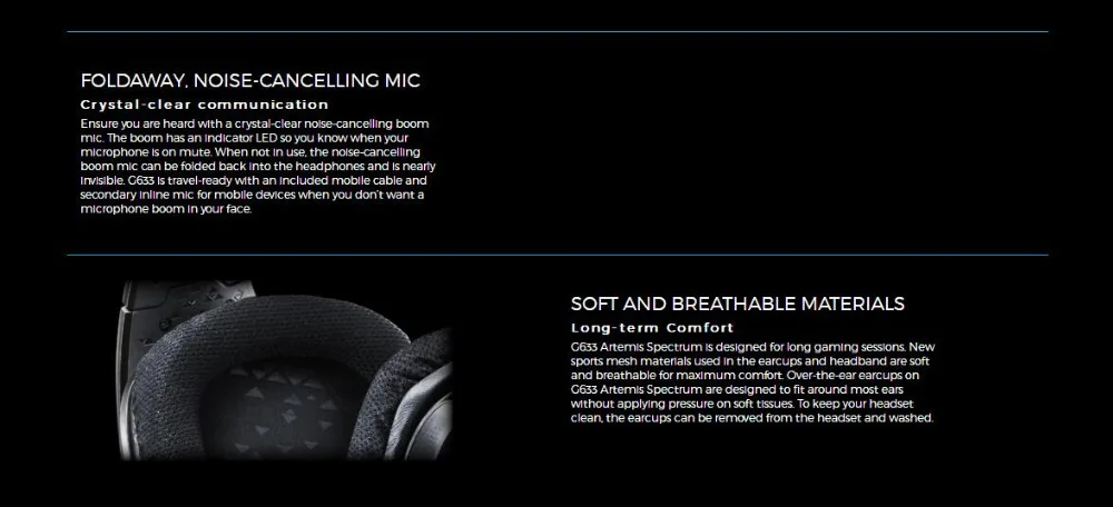 Гарнитура для игр с объемным звуком для наушников logitech G633 Artemis Spectrum RGB 7,1 Dolby и DST