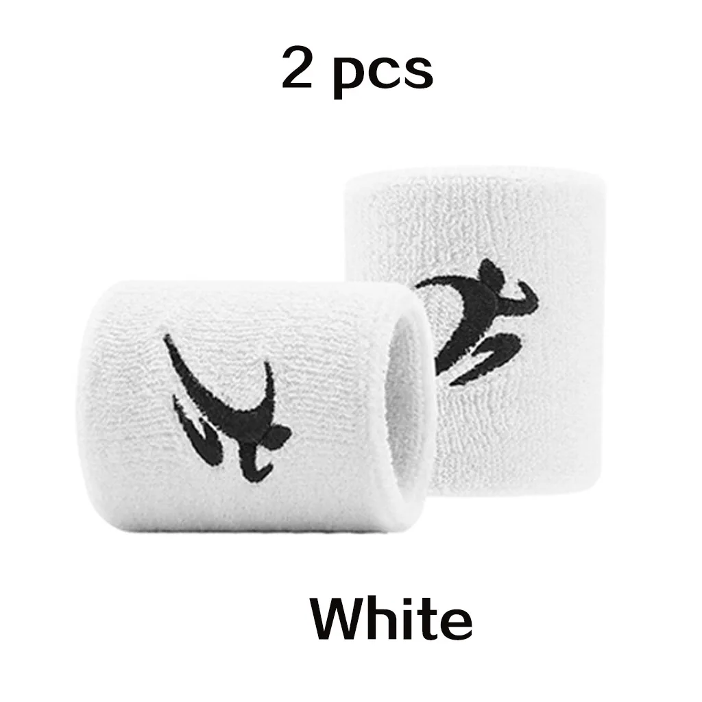 2 Pieces White REXCHI хлопковые эластичные напульсники для тренажерного зала, фитнес-снаряжение, поддержка силовой тяжелой атлетики, напульсники для баскетбола, тенниса, бадминтона - Цвет: 2 Pieces White