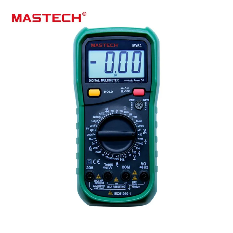 MASTECH MY64 цифровой мультиметр AC/DC DMM частота емкость измеритель температуры тест er w/hFE Тест Амперметр мульти тест er