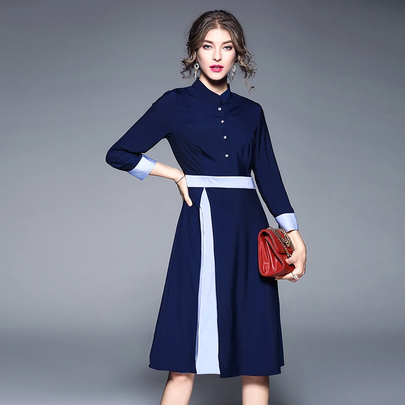 Элегантные женские туфли синего цвета для офиса осени платье Robe Ete 2020 kleijer дамы