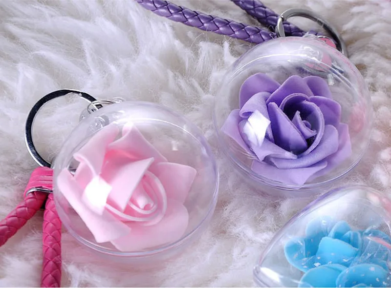Diameter=8cm 50pcs/pack High Transparent Plastic Hollow Ball Christmas Ball Ornament Candy Box Immortal Flower Hanging Globe