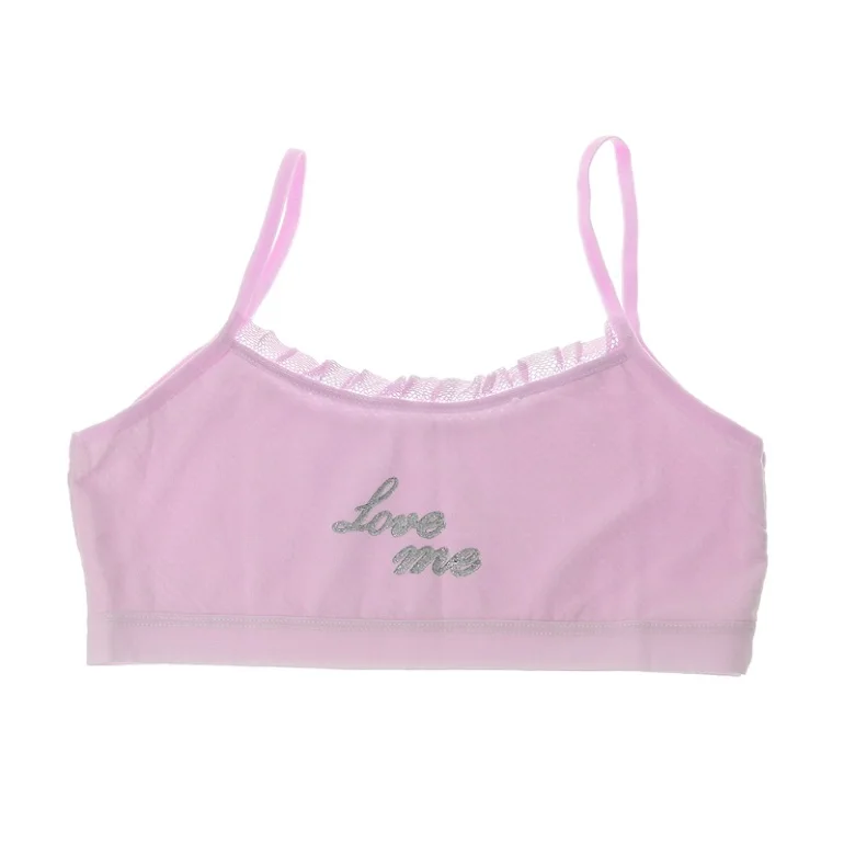 new Young Girls Cotton Camisoles Girl Underwear Printing Lace vest Top For Teens Training camisole - Цвет: 4