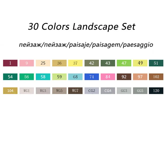 30 Landscape set TOUCHFIVE эскизные маркеры для рисования алкогольные чернила на масляной основе набор маркеров Кисть ручка для акварельной живописи товары для рукоделия - Цвет: 30 Landscape set