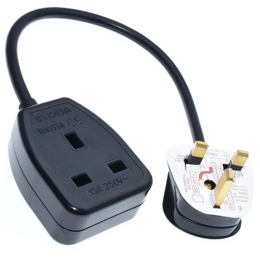 30CM Black Color UK УДЛИНИТЕЛЬ шнур питания, IEC UK 3Pin штекер для Великобритании 3Pin розетка HongKong кабель питания удлинитель - Цвет: 30CM Black Color