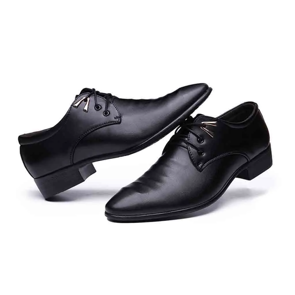 Luxury Leather Formal Men Dress Shoes Genuine Lace Up Brogue Flats Oxfords For Wedding Office Business | Обувь