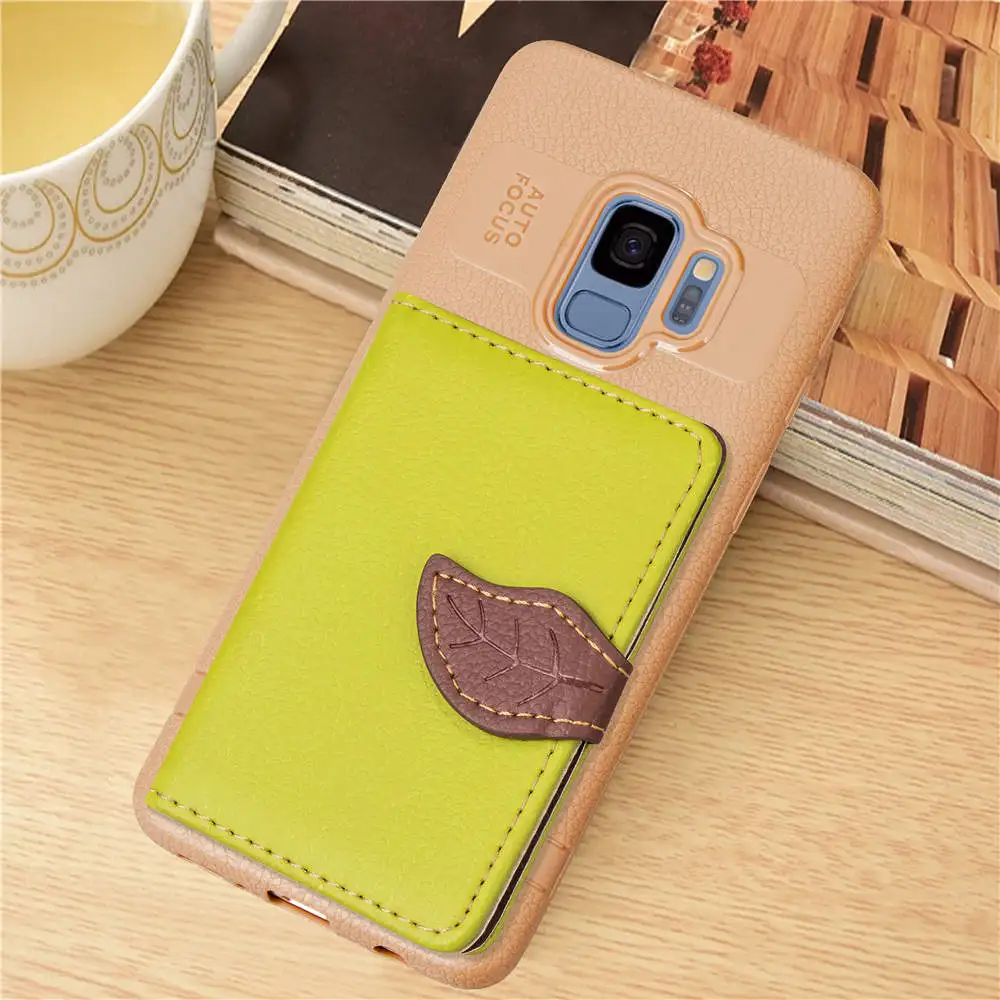 Green 3D лист из искусственной кожи со слотами для карт чехол для samsung Galaxy S7 S10 S8 S9 плюс Чехол NOTE 8 9 A30 A40 A70 A50 A7 бумажник чехол s - Цвет: Green