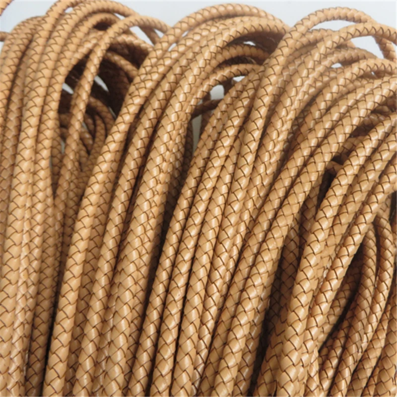 1 метр 6 мм круглый Топаз Желтый Плетеный настоящий шнур из натуральной кожи для