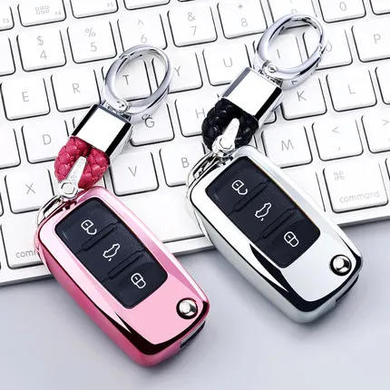 ТПУ чехол для автомобильных ключей, чехол для VW Golf Bora Jetta POLO GOLF Passat для Skoda Octavia A5 Fabia для SEAT Ibiza Leon, брелок