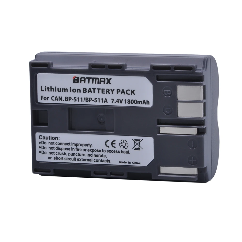 1 шт. 1800 мАч BP-511 BP-511A BP 511A Сменный аккумулятор для камеры Canon G6 G5 G3 G2 G1 EOS 300D 50D 40D 30D 20D 5D
