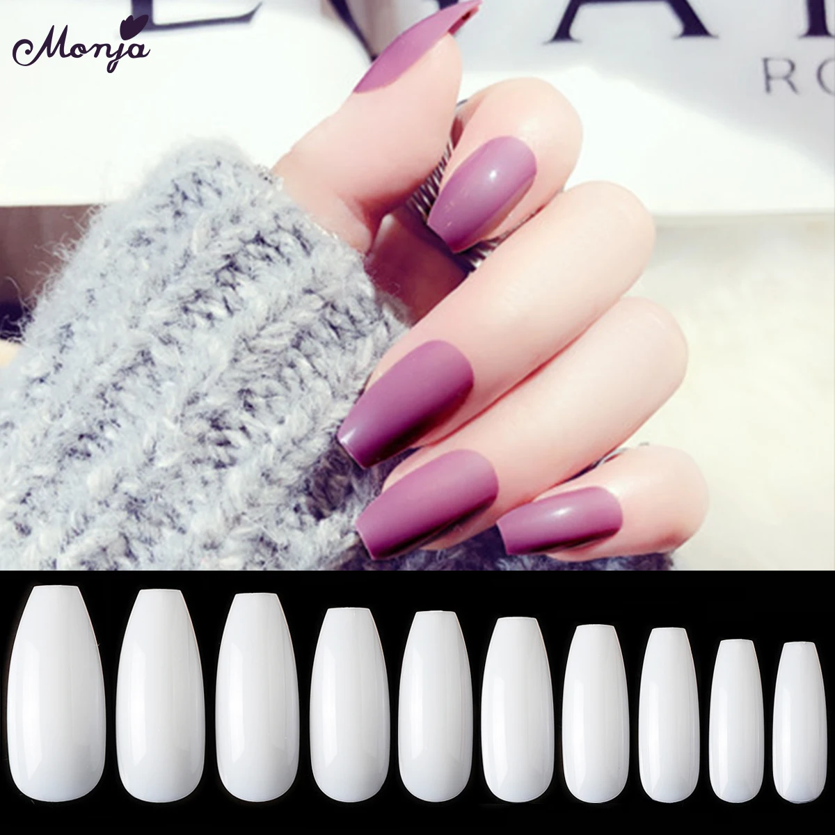 Monja желе поли гель 500 шт Nail Art балерина форма гроба акриловые искуственный газон