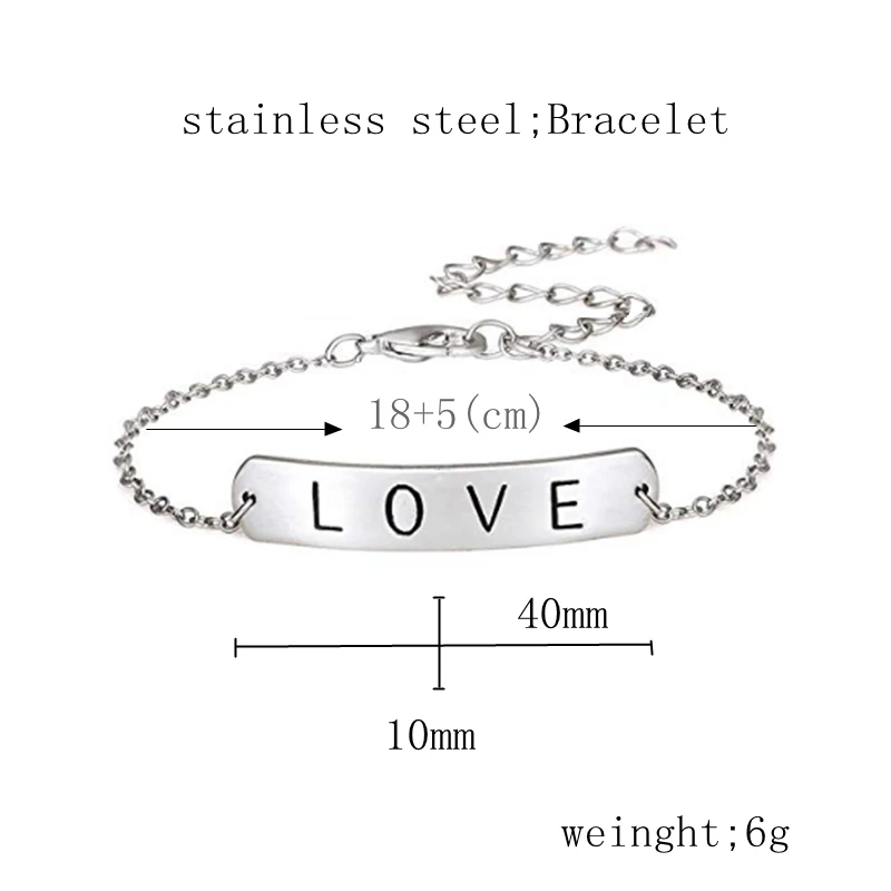 Fashion Inspirational Hope Love Faith Charm Bracelet Gold Silver Color Chain Bracelets For Women Men Stainless Steel Jewelry | Украшения и