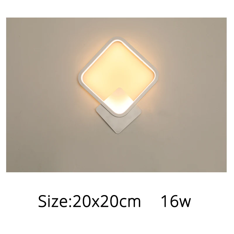 20x20cm 16w Современный светодиодный настенный светильник для спальни, прикроватный светильник, освещение в помещении, белый, черный, бра, алюминиевый, для украшения коридора - Цвет абажура: 20x20cm 16w