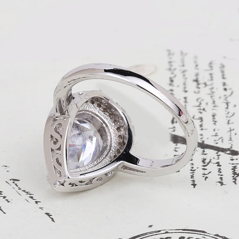 Капля воды мода кубического циркония 925 Серебряное кольцо для женщин вечерние с
