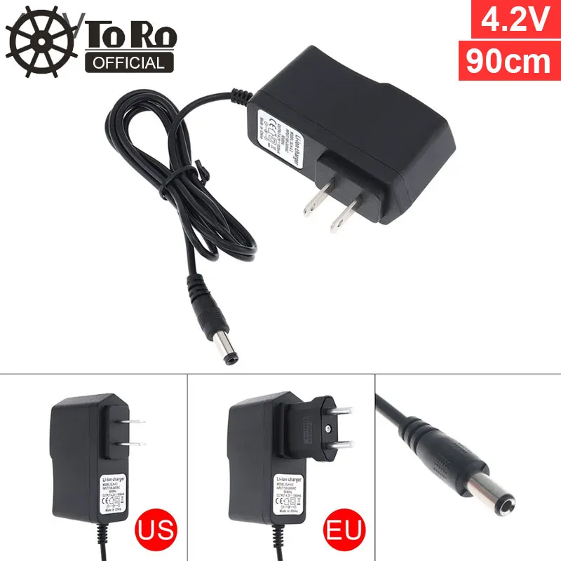 90cm 4.2V TORO EU Charger 110cm 12.6V Power Adapter Charger with EU Plug and US Plug for Lithium Electric Drill / Electric Screwdriver - Цвет: 90cm 4.2V