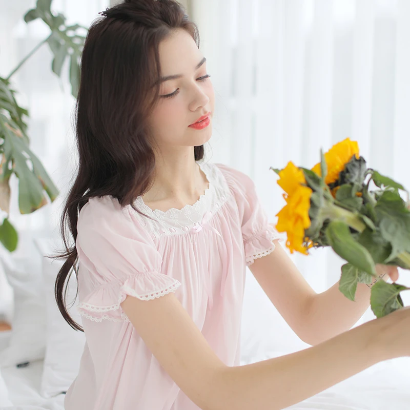 Бесплатная Доставка 2017 Новый Принцесса Ночная Рубашка Длинные Голубые и Розовые