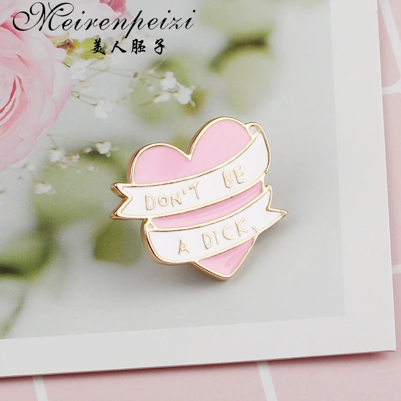 Сердце Meirenpeizi не член. Эмалированная брошь с розовым сердцем булавка для рюкзака