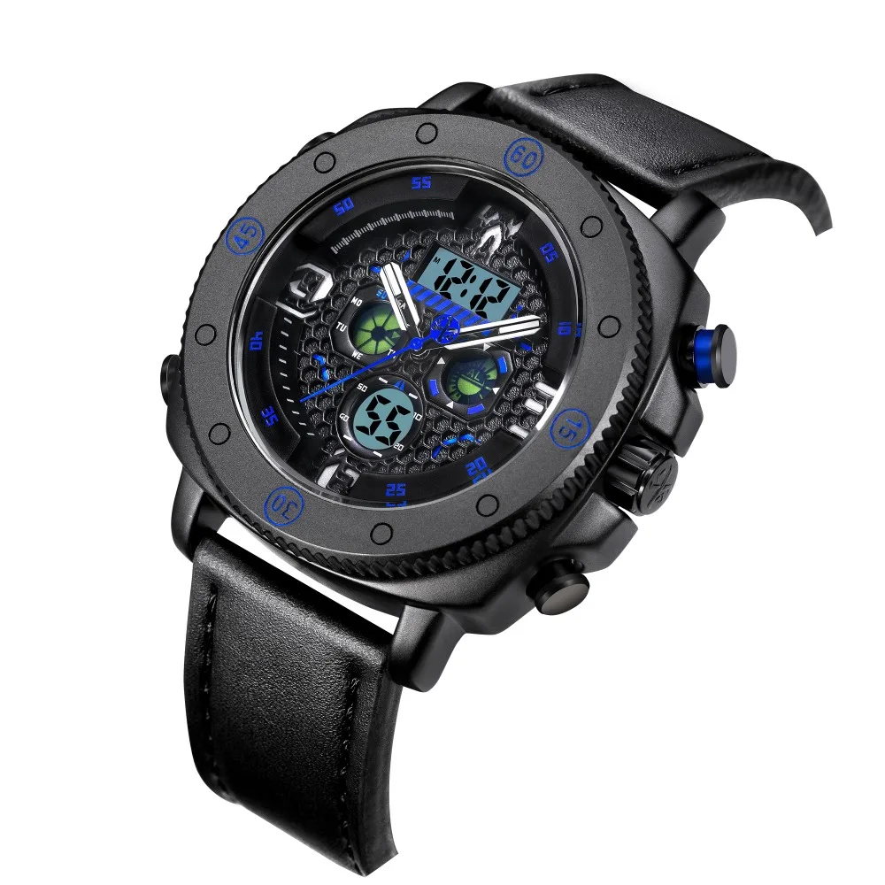 Супер Брендовые мужские спортивные часы с двойным дисплеем аналоговые цифровые