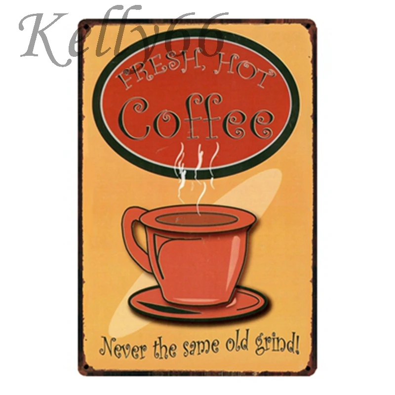 

[ Kelly66 ] FRESH HOT COFFEE Decor for cafe wall painting 20*30 CM Size y-1425