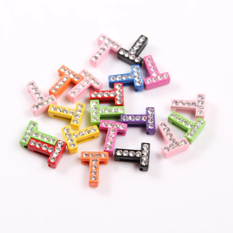 130pcs/lot 8mm Alphabet Letter Slider Charm Full Rhinestone Colorful Charms Fit Belt Leather Bracelets 5pcs of 26pcs A-Z Украшения и