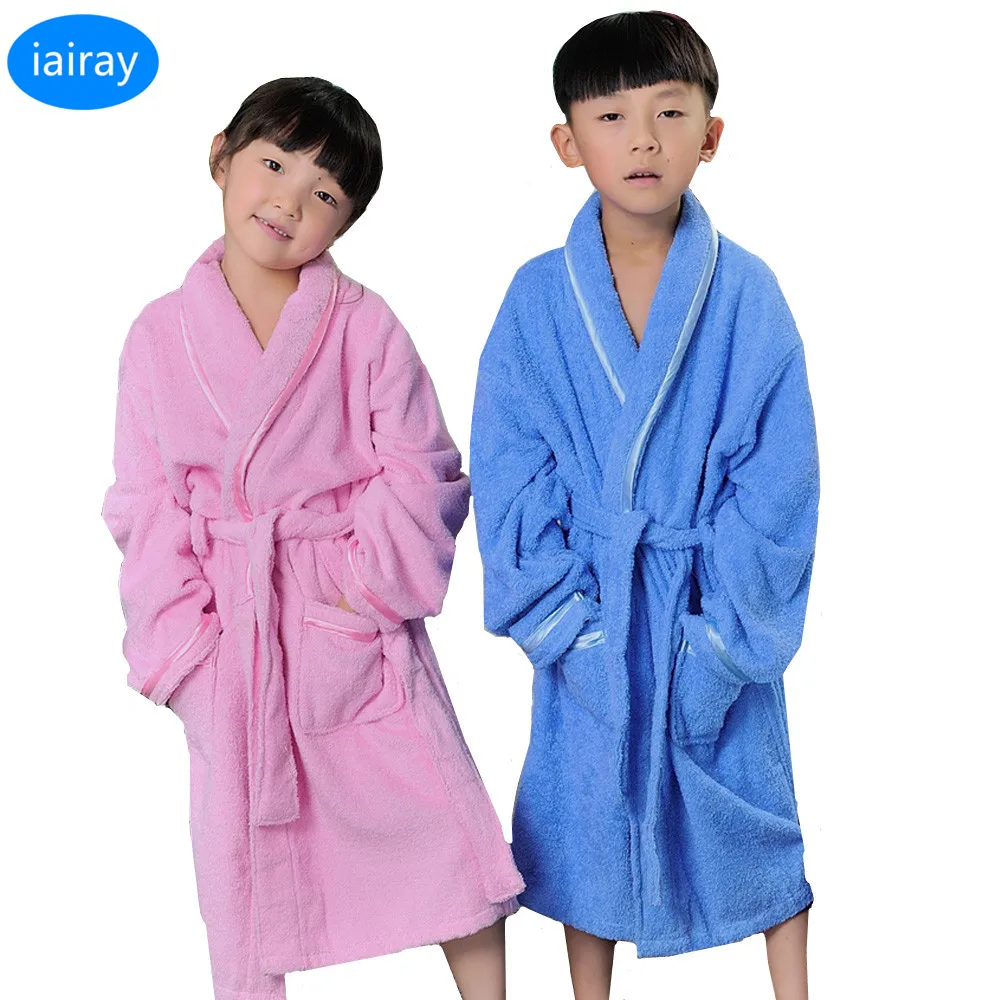 

child bathrobe long toweled bath robe sleepwear girls pink robe blue roupao boys robes pyjamas kids bath clothes dressing gown