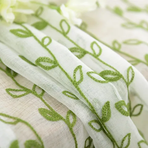

High quality embroidere curtain screens green branches for living room bedroom window treatments tulle